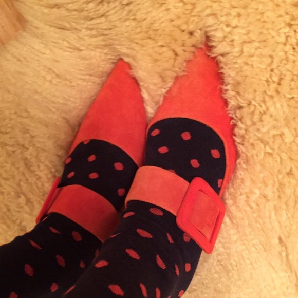 ZARA Orange Suede Kitten Heels size 37 - Picture 2 of 8